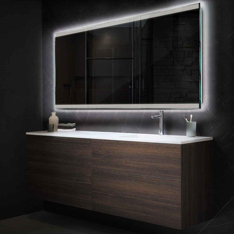 Specchio LED Rettangolare | Controllo tramite interruttore a muro | Luce bianca neutra - Reyze Serie Edge Modello 8