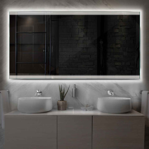 Specchio LED Rettangolare | Controllo tramite interruttore a muro | Luce bianca neutra - Reyze Serie Edge Modello 8