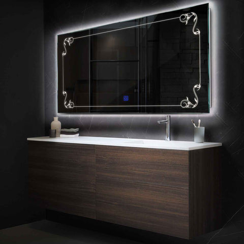 Specchio LED Rettangolare | Pulsante touch | Luce bianca neutra - Reyze Serie Good Vibes Modello 5