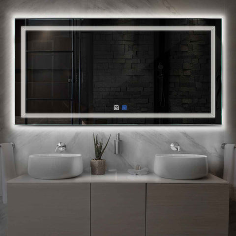 Specchio LED Rettangolare | Pulsanti touch | Funzione anti-appannamento | Luce bianca neutra - Reyze Serie Minimal Modello 1