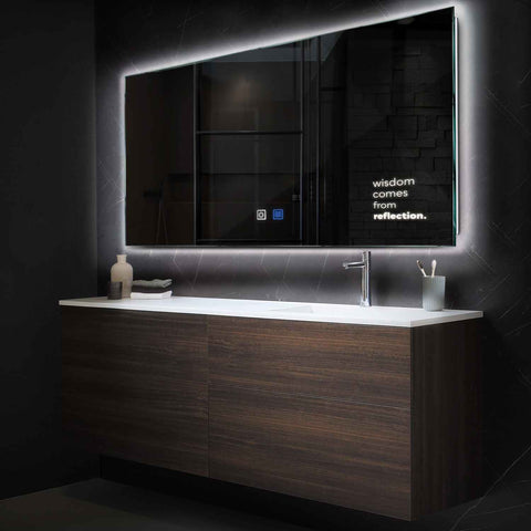 Specchio LED Rettangolare | Pulsanti touch | Funzione anti-appannamento | Luce bianca neutra - Reyze Serie Motivated Modello 1