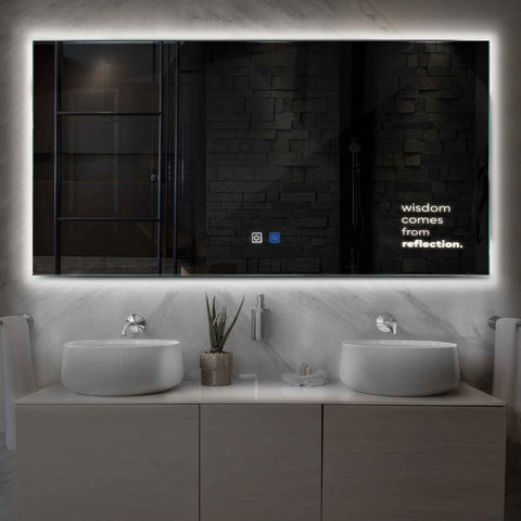 Specchio LED Rettangolare | Pulsanti touch | Funzione anti-appannamento | Luce bianca neutra - Reyze Serie Motivated Modello 1