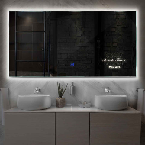 Specchio LED Rettangolare | Pulsante touch | Luce bianca neutra - Reyze Serie Motivated Modello 4