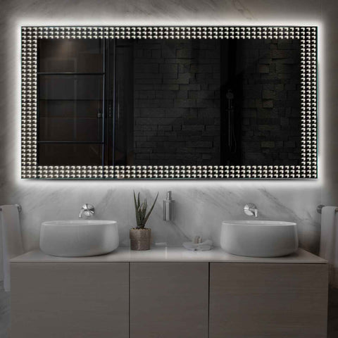 Specchio LED Rettangolare | Controllo tramite interruttore a muro | Luce bianca neutra - Reyze Serie Official Modello 6