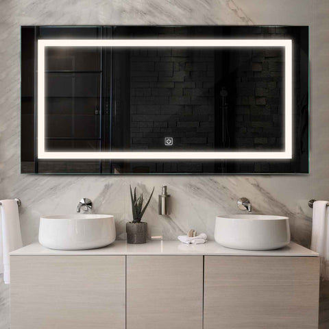 Specchio LED Rettangolare | Pulsante touch | Luce bianca neutra - Reyze Serie Salono Modello 1