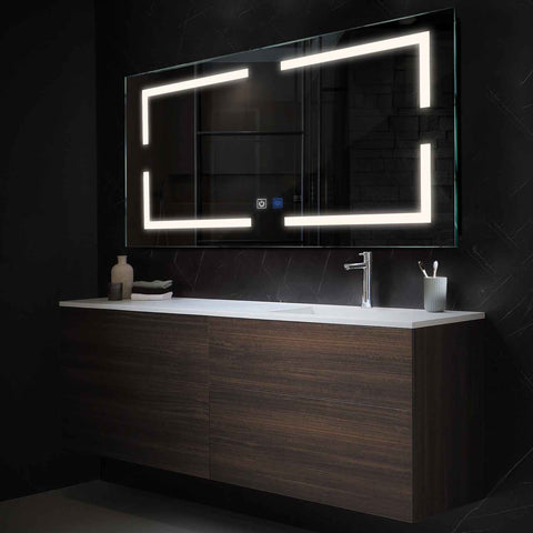 Specchio LED Rettangolare | Pulsanti touch | Funzione anti-appannamento | Luce bianca neutra - Reyze Serie Salono Modello 2