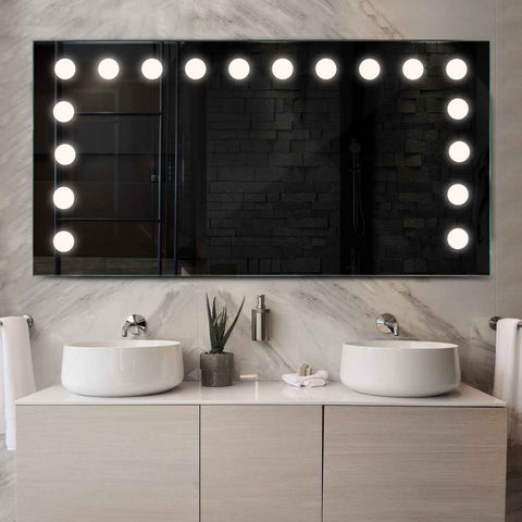 Specchio LED Rettangolare | Controllo tramite interruttore a muro | Luce bianca neutra - Reyze Serie Salono Modello 6