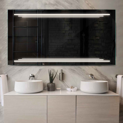 Specchio LED Rettangolare | Controllo tramite interruttore a muro | Luce bianca neutra - Reyze Serie Salono Modello 7