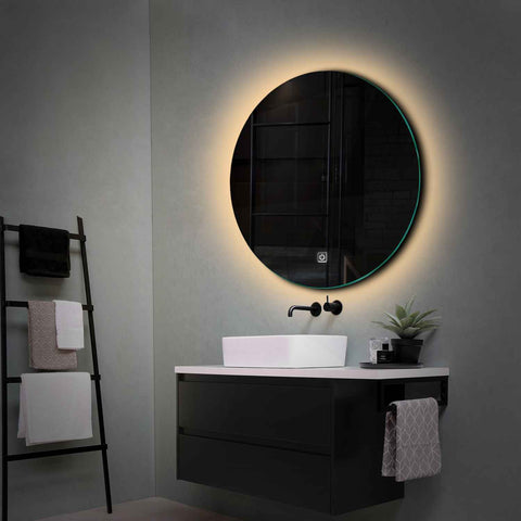 Specchio LED Rotondo | Pulsante touch | Luce bianca calda - Reyze Serie Ambient Modello 1