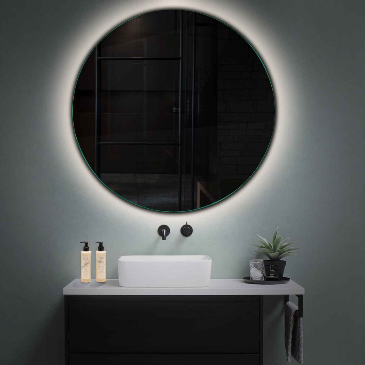 Specchio LED Rotondo | Controllo tramite interruttore a muro | Luce bianca neutra - Reyze Serie Ambient Modello 1