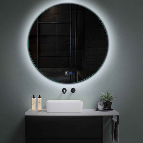 Specchio LED Rotondo | Pulsanti touch | Funzione anti-appannamento | Luce bianca fredda - Reyze Serie Ambient Modello 1