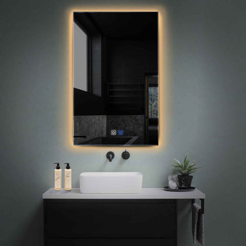 Specchio LED Verticale | Pulsanti touch | Funzione anti-appannamento | Luce bianca calda - Reyze Serie Ambient Modello 1