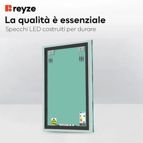 Specchio LED Verticale | Controllo tramite interruttore a muro | Luce bianca calda - Reyze Serie Edge Modello 1