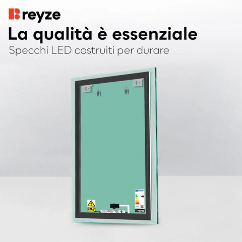 Specchio LED Verticale | Pulsante touch | Luce bianca calda - Reyze Serie Edge Modello 1
