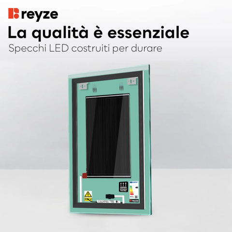 Specchio LED Verticale | Pulsanti touch | Funzione anti-appannamento | Temperatura di colore regolabile - Reyze Serie Edge Modello 5