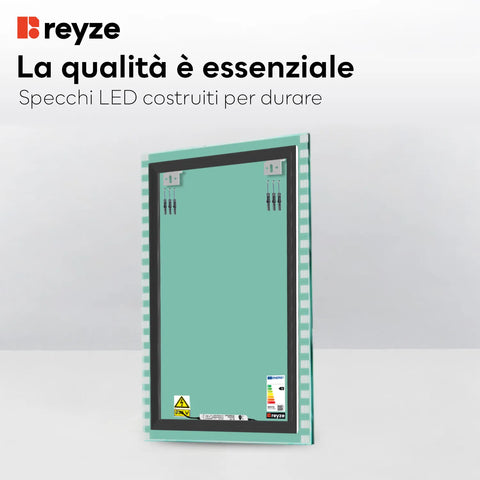Specchio LED Verticale | Controllo tramite interruttore a muro | Luce bianca fredda - Reyze Serie Edge Modello 6