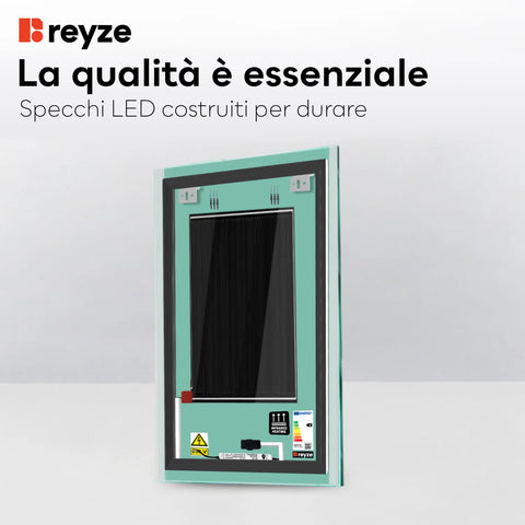 Specchio LED Verticale | Pulsanti touch | Funzione anti-appannamento | Luce bianca calda - Reyze Serie Edge Modello 7