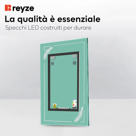 Specchio LED Verticale | Controllo tramite interruttore a muro | Luce bianca fredda - Reyze Serie Good Vibes Modello 2