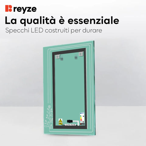 Specchio LED Verticale | Pulsante touch | Luce bianca calda - Reyze Serie Good Vibes Modello 3