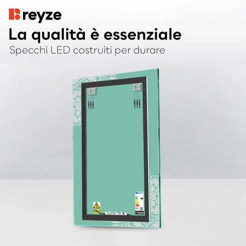 Specchio LED Verticale | Controllo tramite interruttore a muro | Luce bianca neutra - Reyze Serie Good Vibes Modello 4