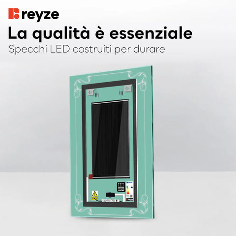 Specchio LED Verticale | Pulsanti touch | Funzione anti-appannamento | Temperatura di colore regolabile - Reyze Serie Good Vibes Modello 5