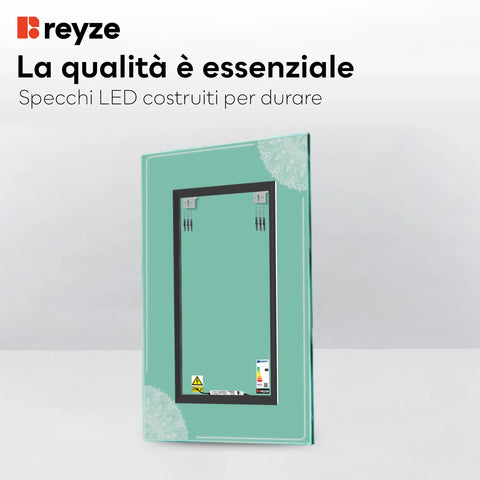 Specchio LED Verticale | Controllo tramite interruttore a muro | Luce bianca neutra - Reyze Serie Good Vibes Modello 7