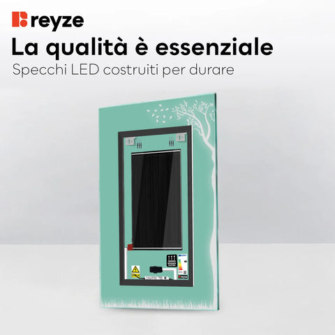 Specchio LED Verticale | Pulsanti touch | Funzione anti-appannamento | Temperatura di colore regolabile - Reyze Serie Good Vibes Modello 8