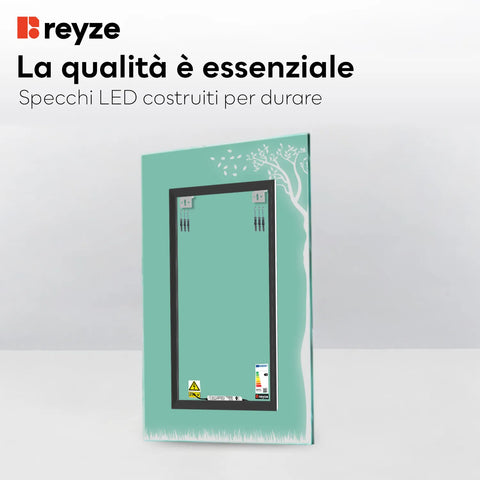 Specchio LED Verticale | Controllo tramite interruttore a muro | Luce bianca fredda - Reyze Serie Good Vibes Modello 8