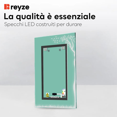 Specchio LED Verticale | Pulsante touch | Luce bianca neutra - Reyze Serie Good Vibes Modello 8