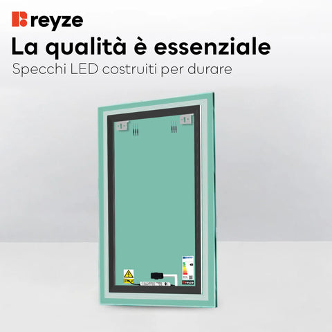 Specchio LED Verticale | Pulsante touch | Luce bianca calda - Reyze Serie Minimal Modello 1
