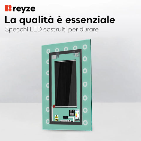 Specchio LED Verticale | Pulsanti touch | Funzione anti-appannamento | Temperatura di colore regolabile - Reyze Serie Minimal Modello 4