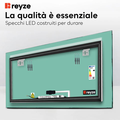 Specchio LED Rettangolare | Pulsante touch | Luce bianca fredda - Reyze Serie Minimal Modello 5