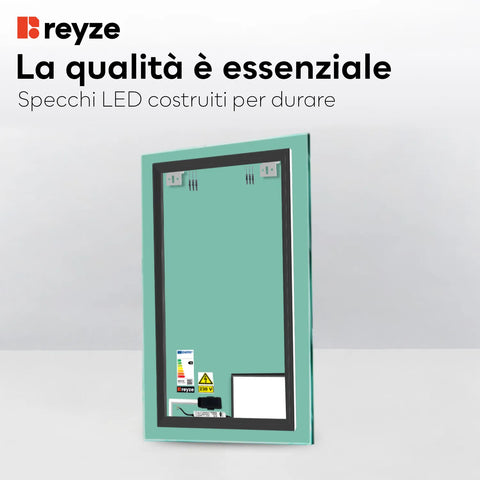 Specchio LED Verticale | Pulsante touch | Luce bianca calda - Reyze Serie Motivated Modello 1