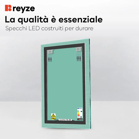 Specchio LED Verticale | Controllo tramite interruttore a muro | Luce bianca neutra - Reyze Serie Official Modello 3