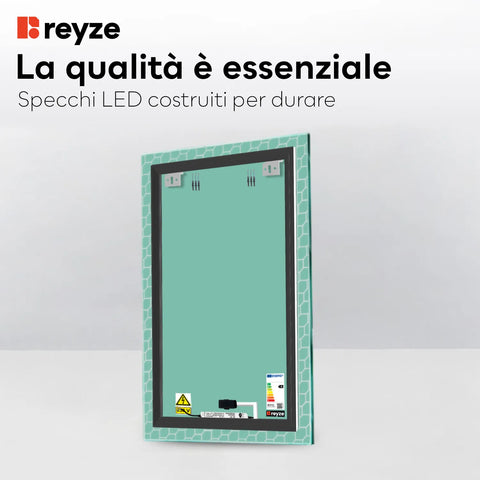 Specchio LED Verticale | Pulsante touch | Luce bianca fredda - Reyze Serie Official Modello 7