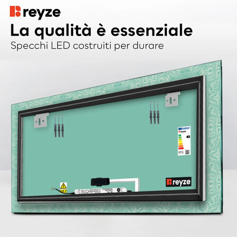 Specchio LED Rettangolare | Pulsante touch | Luce bianca neutra - Reyze Serie Official Modello 8