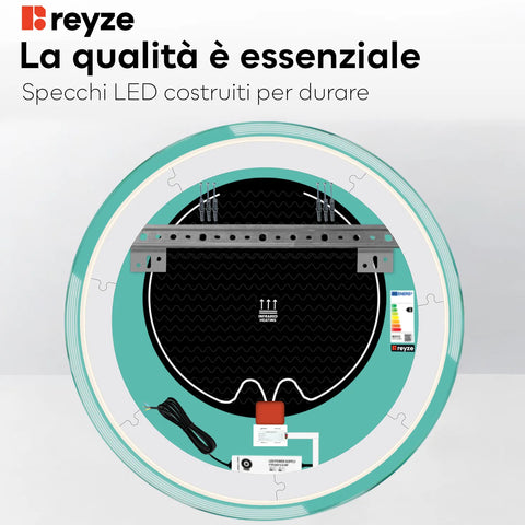 Specchio LED Rotondo | Pulsanti touch | Funzione anti-appannamento | Temperatura di colore regolabile - Reyze Serie Edge Modello 2