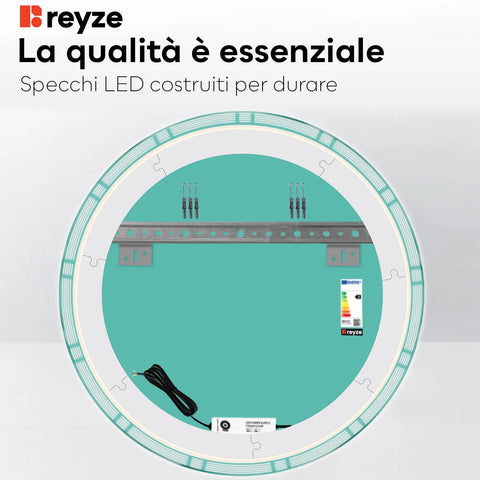 Specchio LED Rotondo | Controllo tramite interruttore a muro | Luce bianca neutra - Reyze Serie Edge Modello 3