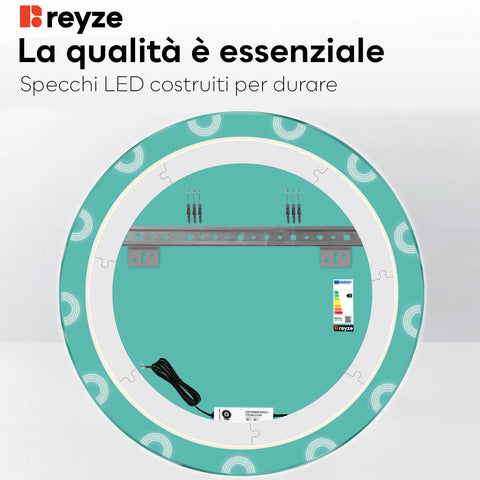 Specchio LED Rotondo | Controllo tramite interruttore a muro | Luce bianca calda - Reyze Serie Edge Modello 4