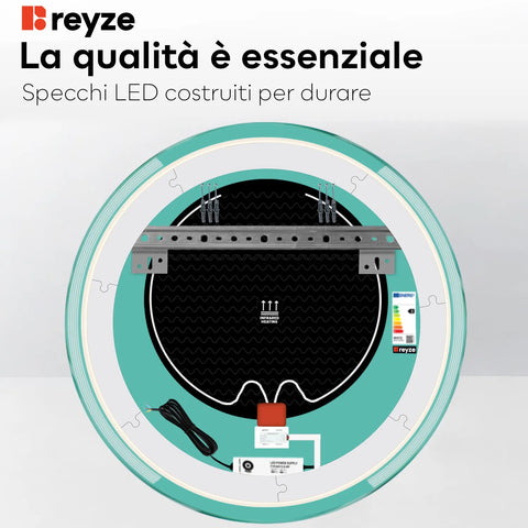 Specchio LED Rotondo | Pulsanti touch | Funzione anti-appannamento | Temperatura di colore regolabile - Reyze Serie Edge Modello 7