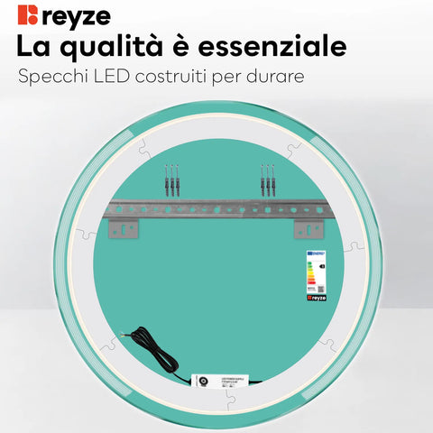 Specchio LED Rotondo | Controllo tramite interruttore a muro | Luce bianca neutra - Reyze Serie Edge Modello 7
