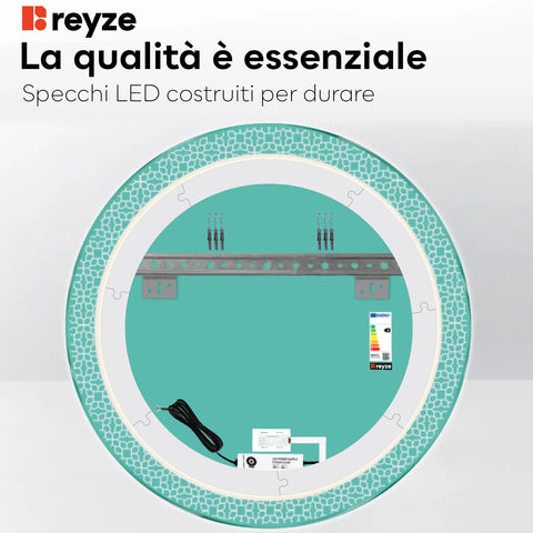 Specchio LED Rotondo | Pulsante touch | Luce bianca fredda - Reyze Serie Official Modello 1