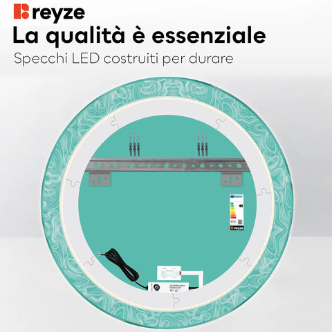 Specchio LED Rotondo | Pulsante touch | Luce bianca calda - Reyze Serie Official Modello 8