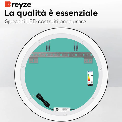 Specchio LED Rotondo | Controllo tramite interruttore a muro | Luce bianca neutra - Reyze Serie Salono Modello 6