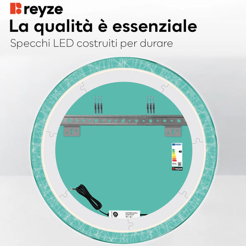 Specchio LED Rotondo | Controllo tramite interruttore a muro | Luce bianca neutra - Reyze Serie Simetria Modello 1