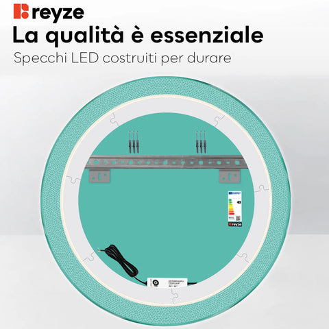 Specchio LED Rotondo | Controllo tramite interruttore a muro | Luce bianca neutra - Reyze Serie Simetria Modello 4