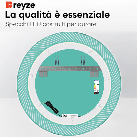 Specchio LED Rotondo | Controllo tramite interruttore a muro | Luce bianca fredda - Reyze Serie Simetria Modello 7