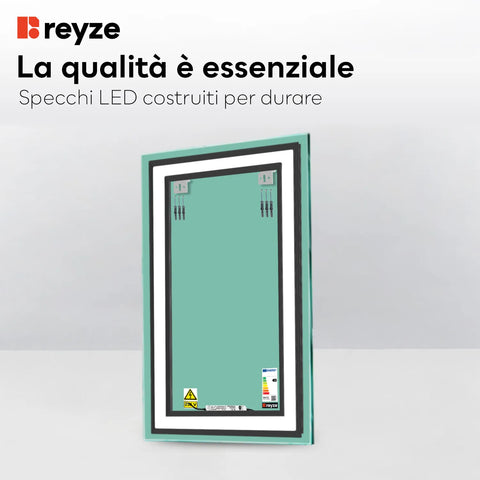Specchio LED Verticale | Controllo tramite interruttore a muro | Luce bianca fredda - Reyze Serie Salono Modello 1