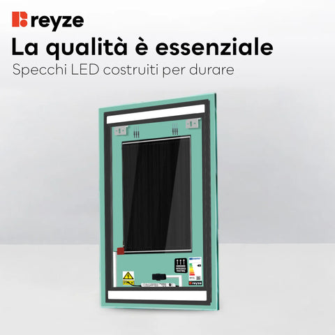 Specchio LED Verticale | Pulsanti touch | Funzione anti-appannamento | Luce bianca neutra - Reyze Serie Salono Modello 4