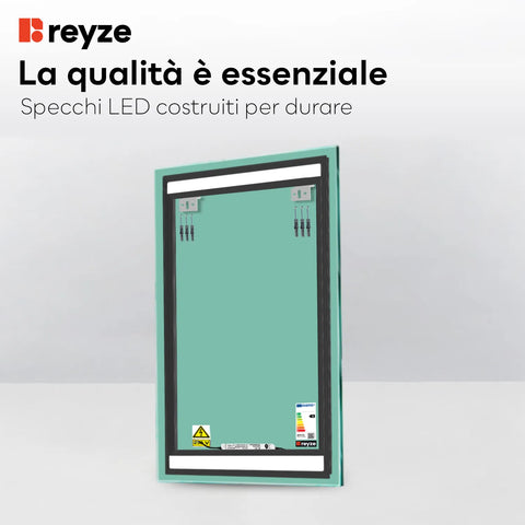 Specchio LED Verticale | Controllo tramite interruttore a muro | Luce bianca fredda - Reyze Serie Salono Modello 4